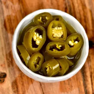 A boll of with Jalapenos.