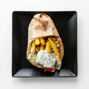 Authentisches Pita Gyros Komplett mit Schweinefleisch Pommes und Tzatziki in Berlin Neukölln – GyrosExpress Gropiusstadt